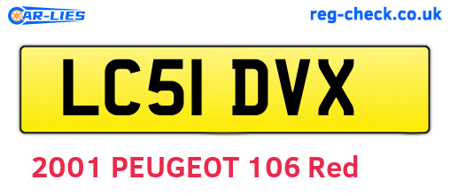 LC51DVX are the vehicle registration plates.