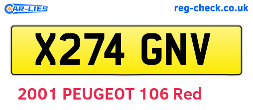 X274GNV are the vehicle registration plates.