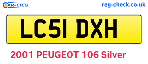LC51DXH are the vehicle registration plates.