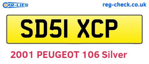 SD51XCP are the vehicle registration plates.