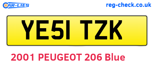 YE51TZK are the vehicle registration plates.