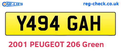 Y494GAH are the vehicle registration plates.