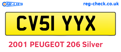 CV51YYX are the vehicle registration plates.