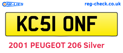 KC51ONF are the vehicle registration plates.