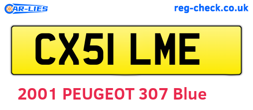 CX51LME are the vehicle registration plates.
