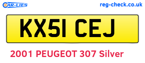 KX51CEJ are the vehicle registration plates.