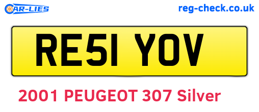 RE51YOV are the vehicle registration plates.