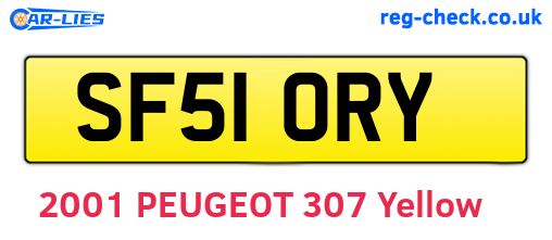 SF51ORY are the vehicle registration plates.
