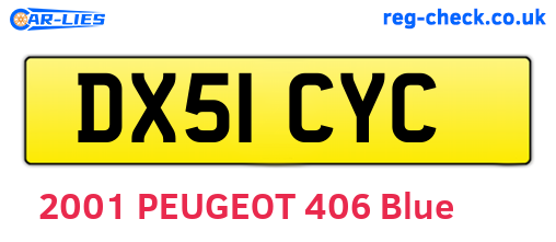 DX51CYC are the vehicle registration plates.