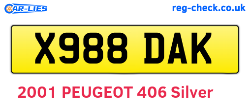 X988DAK are the vehicle registration plates.