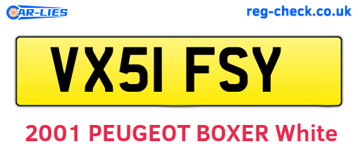 VX51FSY are the vehicle registration plates.