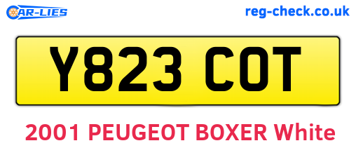 Y823COT are the vehicle registration plates.