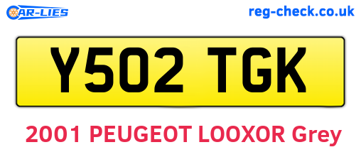 Y502TGK are the vehicle registration plates.