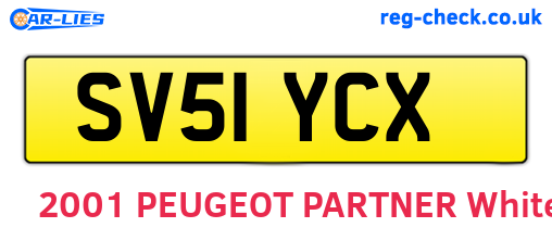 SV51YCX are the vehicle registration plates.