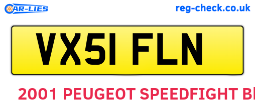 VX51FLN are the vehicle registration plates.