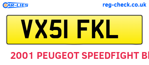 VX51FKL are the vehicle registration plates.