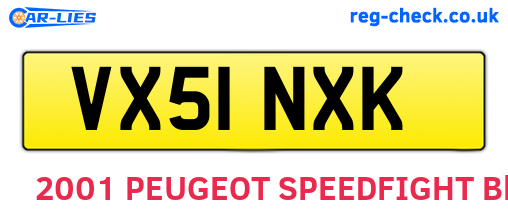 VX51NXK are the vehicle registration plates.