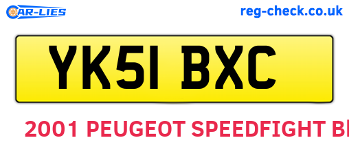 YK51BXC are the vehicle registration plates.
