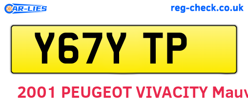 Y67YTP are the vehicle registration plates.