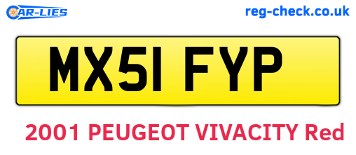 MX51FYP are the vehicle registration plates.