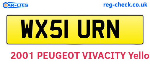 WX51URN are the vehicle registration plates.