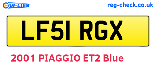 LF51RGX are the vehicle registration plates.