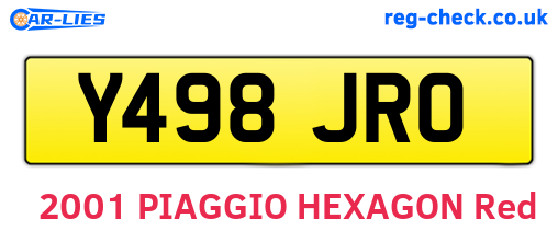 Y498JRO are the vehicle registration plates.