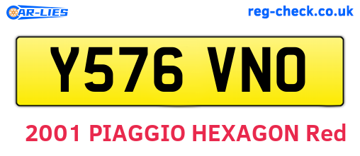 Y576VNO are the vehicle registration plates.
