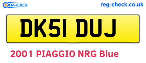 DK51DUJ are the vehicle registration plates.
