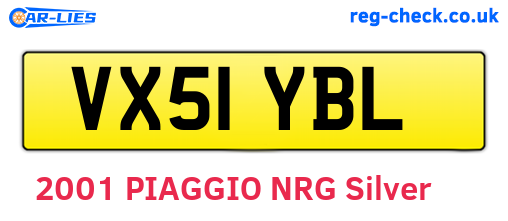 VX51YBL are the vehicle registration plates.