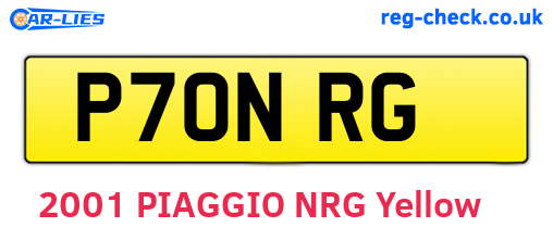 P70NRG are the vehicle registration plates.