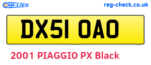 DX51OAO are the vehicle registration plates.