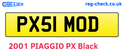 PX51MOD are the vehicle registration plates.