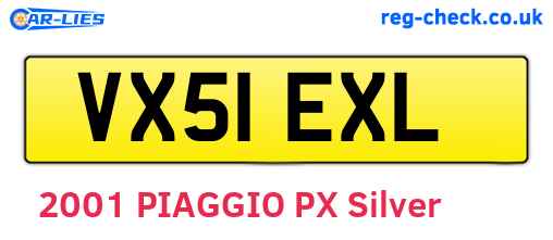 VX51EXL are the vehicle registration plates.