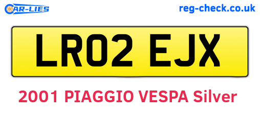 LR02EJX are the vehicle registration plates.