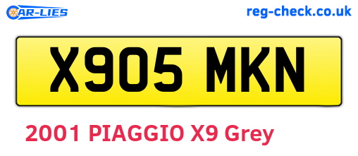 X905MKN are the vehicle registration plates.