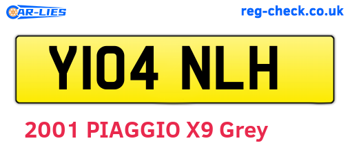 Y104NLH are the vehicle registration plates.