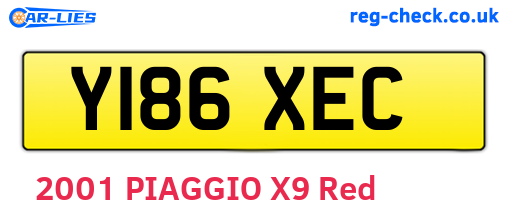 Y186XEC are the vehicle registration plates.