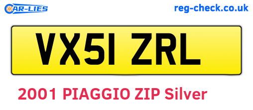 VX51ZRL are the vehicle registration plates.