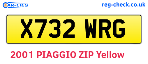 X732WRG are the vehicle registration plates.