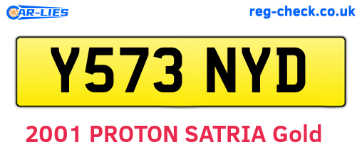 Y573NYD are the vehicle registration plates.