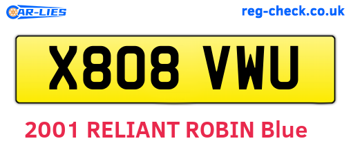 X808VWU are the vehicle registration plates.