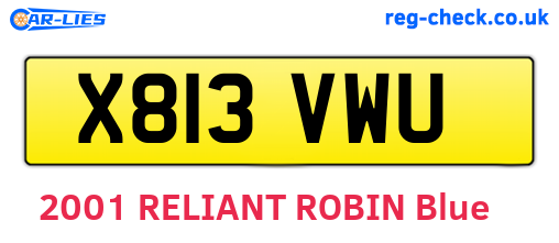 X813VWU are the vehicle registration plates.