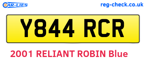 Y844RCR are the vehicle registration plates.