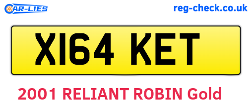 X164KET are the vehicle registration plates.