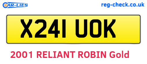 X241UOK are the vehicle registration plates.