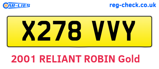 X278VVY are the vehicle registration plates.