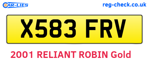 X583FRV are the vehicle registration plates.