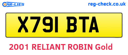 X791BTA are the vehicle registration plates.