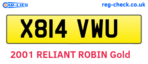 X814VWU are the vehicle registration plates.